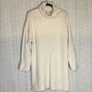 Topshop Cream Cowl Neck Split Hem Sweater Dress Size 4/6